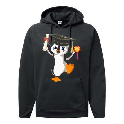 Cute Penguin Dancing Graduation Cap Certificate Fun Graduate Performance Fleece Hoodie