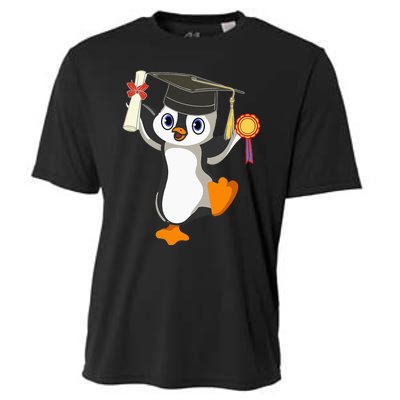 Cute Penguin Dancing Graduation Cap Certificate Fun Graduate Cooling Performance Crew T-Shirt