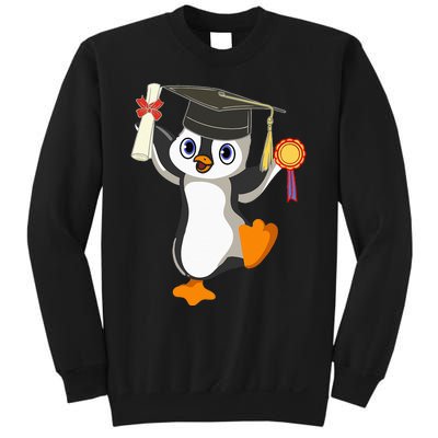 Cute Penguin Dancing Graduation Cap Certificate Fun Graduate Sweatshirt