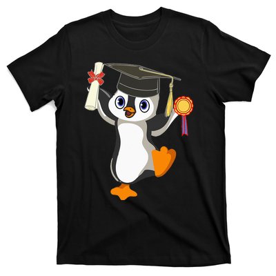 Cute Penguin Dancing Graduation Cap Certificate Fun Graduate T-Shirt