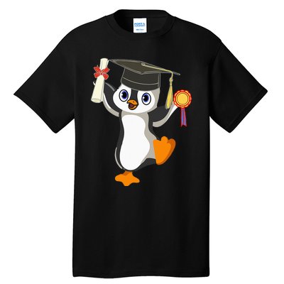 Cute Penguin Dancing Graduation Cap Certificate Fun Graduate Tall T-Shirt