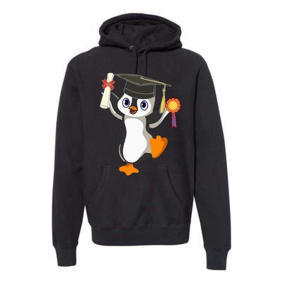 Cute Penguin Dancing Graduation Cap Certificate Fun Graduate Premium Hoodie