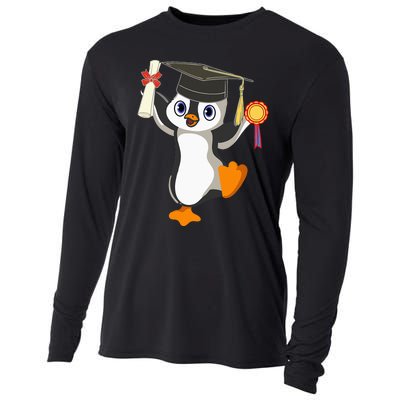 Cute Penguin Dancing Graduation Cap Certificate Fun Graduate Cooling Performance Long Sleeve Crew