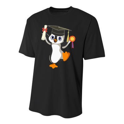 Cute Penguin Dancing Graduation Cap Certificate Fun Graduate Youth Performance Sprint T-Shirt