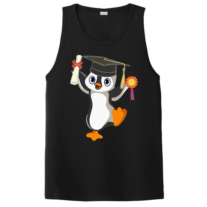 Cute Penguin Dancing Graduation Cap Certificate Fun Graduate PosiCharge Competitor Tank