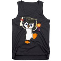 Cute Penguin Dancing Graduation Cap Certificate Fun Graduate Tank Top