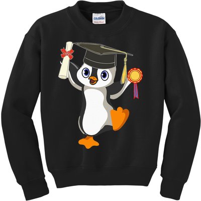 Cute Penguin Dancing Graduation Cap Certificate Fun Graduate Kids Sweatshirt