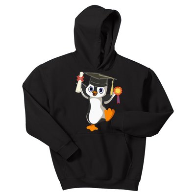 Cute Penguin Dancing Graduation Cap Certificate Fun Graduate Kids Hoodie