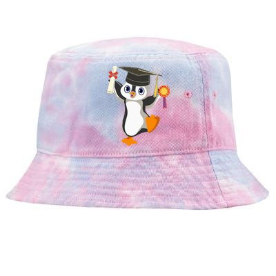 Cute Penguin Dancing Graduation Cap Certificate Fun Graduate Tie-Dyed Bucket Hat