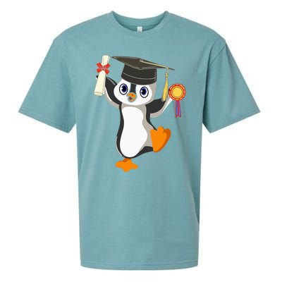 Cute Penguin Dancing Graduation Cap Certificate Fun Graduate Sueded Cloud Jersey T-Shirt