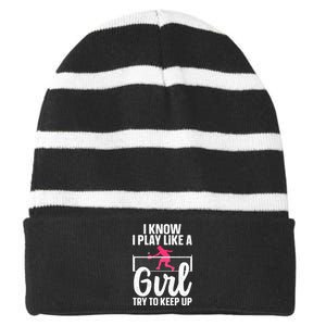 Cool Pickleball Design For  Pickleball Player  Striped Beanie with Solid Band