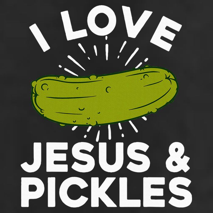 Cute Pickle Design Jesus Pickle Lovers 7 Panel Mesh Trucker Snapback Hat