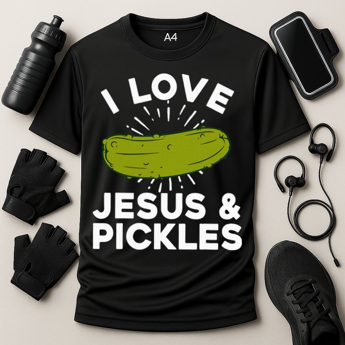 Cute Pickle Design Jesus Pickle Lovers Cooling Performance Crew T-Shirt