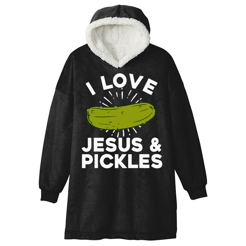 Cute Pickle Design Jesus Pickle Lovers Hooded Wearable Blanket