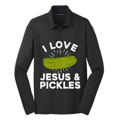 Cute Pickle Design Jesus Pickle Lovers Silk Touch Performance Long Sleeve Polo