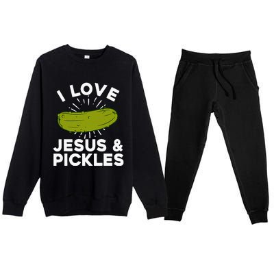 Cute Pickle Design Jesus Pickle Lovers Premium Crewneck Sweatsuit Set