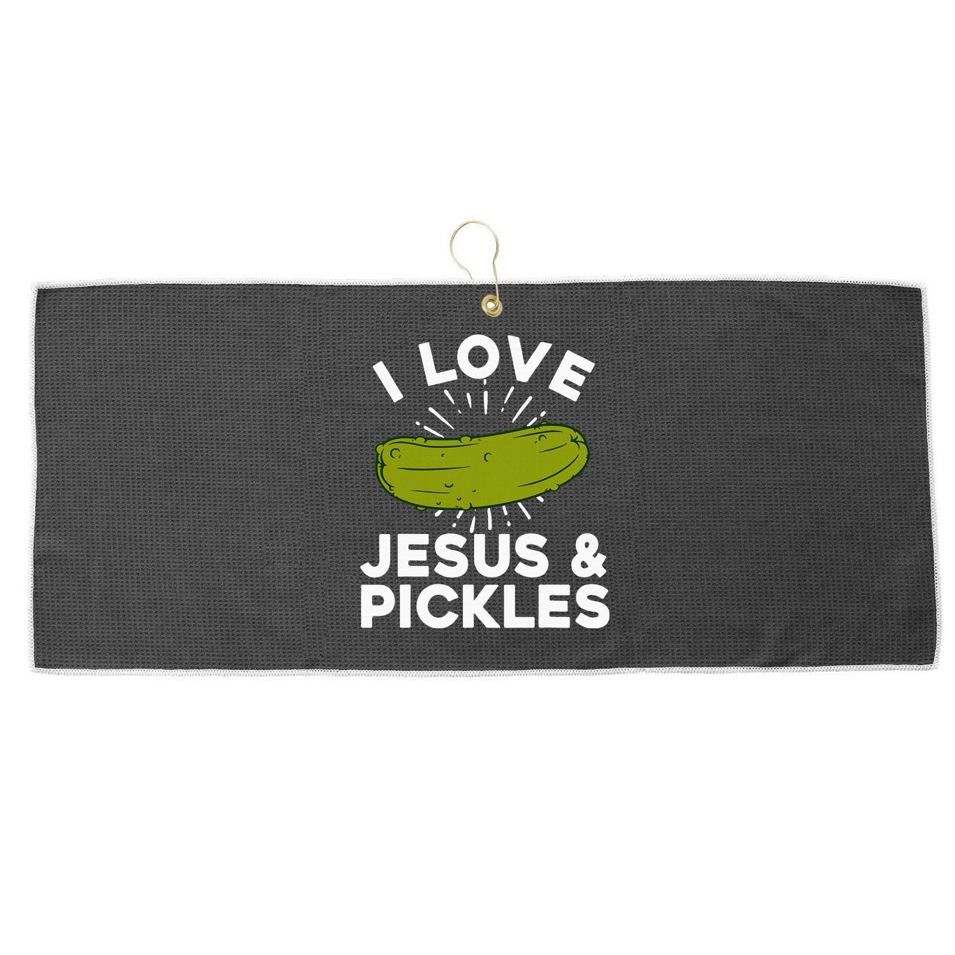 Cute Pickle Design Jesus Pickle Lovers Large Microfiber Waffle Golf Towel