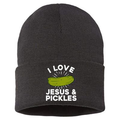 Cute Pickle Design Jesus Pickle Lovers Sustainable Knit Beanie