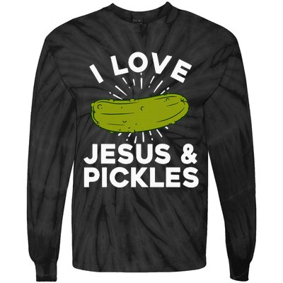 Cute Pickle Design Jesus Pickle Lovers Tie-Dye Long Sleeve Shirt