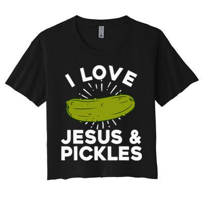 Cute Pickle Design Jesus Pickle Lovers Crop Top