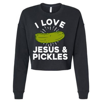 Cute Pickle Design Jesus Pickle Lovers Cropped Pullover Crew