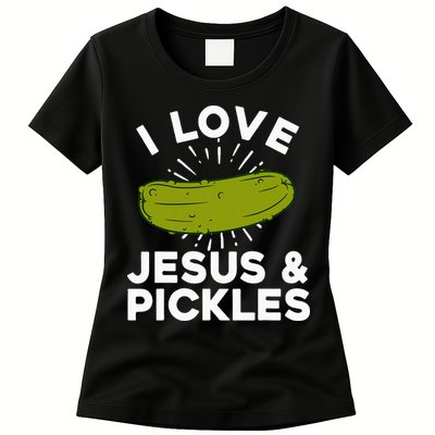 Cute Pickle Design Jesus Pickle Lovers Womens T-Shirt