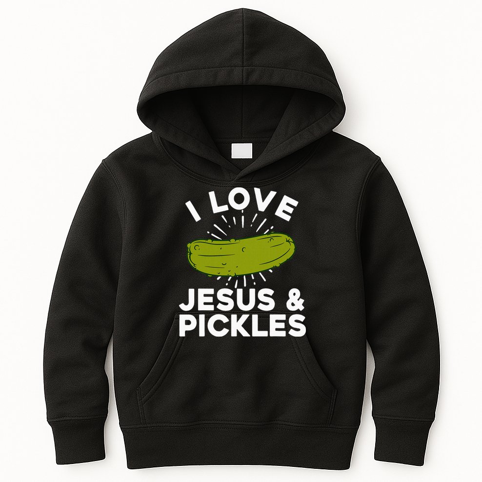 Cute Pickle Design Jesus Pickle Lovers Kids Hoodie