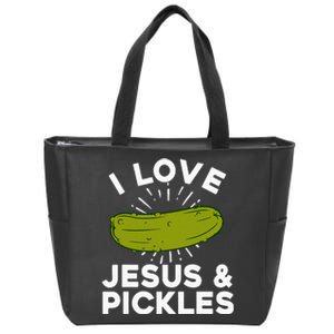 Cute Pickle Design Jesus Pickle Lovers Zip Tote Bag