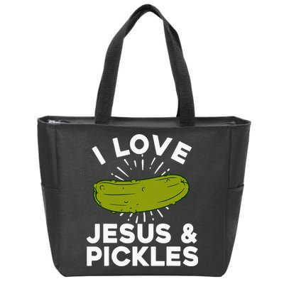 Cute Pickle Design Jesus Pickle Lovers Zip Tote Bag