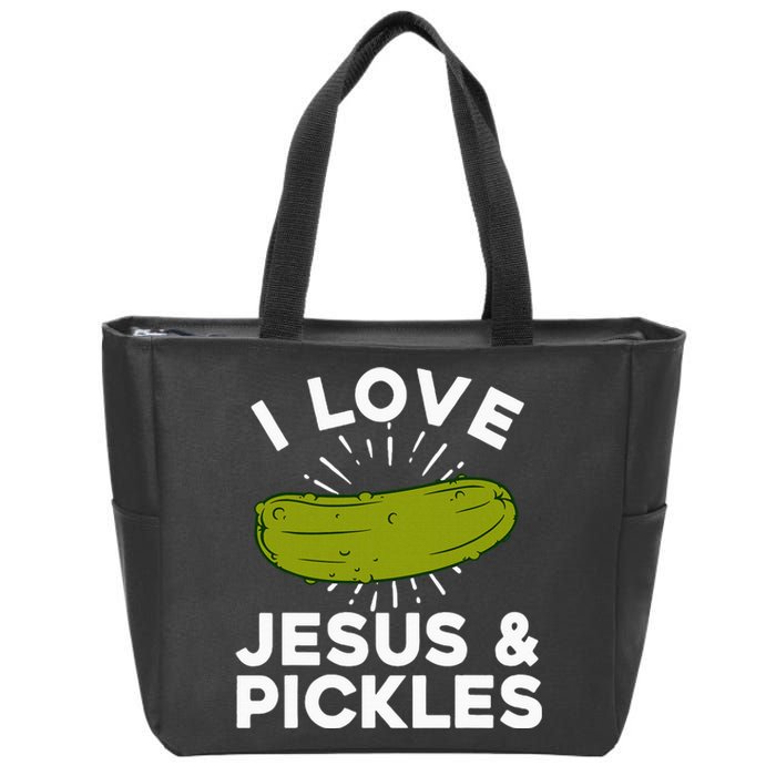 Cute Pickle Design Jesus Pickle Lovers Zip Tote Bag