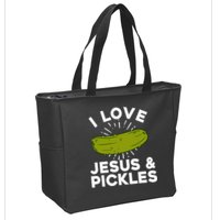 Cute Pickle Design Jesus Pickle Lovers Zip Tote Bag