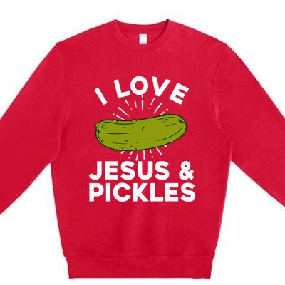 Cute Pickle Design Jesus Pickle Lovers Premium Crewneck Sweatshirt