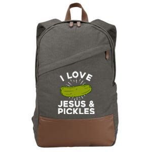 Cute Pickle Design Jesus Pickle Lovers Cotton Canvas Backpack