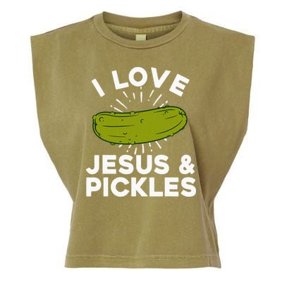 Cute Pickle Design Jesus Pickle Lovers Garment-Dyed Women's Muscle Tee