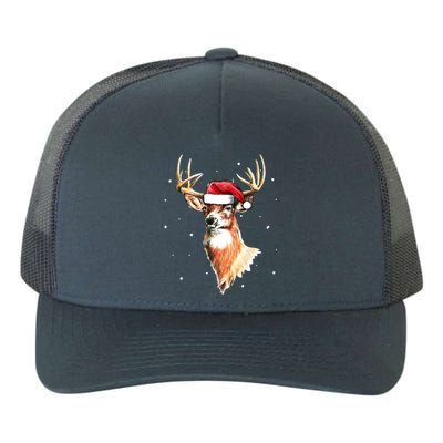 Christmas Pajama Deer With Santa Hat Hunting Hunter Cool Gift Yupoong Adult 5-Panel Trucker Hat