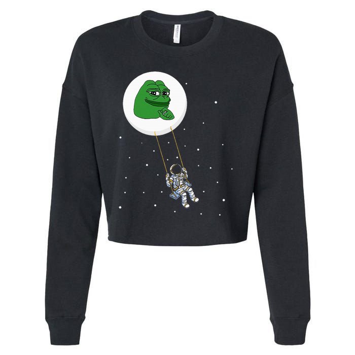 Crypto Pepe Design For Pepe Crypto And Pepe Coin Cropped Pullover Crew