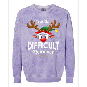 Christmas Pjs Difficult Xmas Reindeer Matching Colorblast Crewneck Sweatshirt