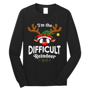 Christmas Pjs Difficult Xmas Reindeer Matching Long Sleeve Shirt