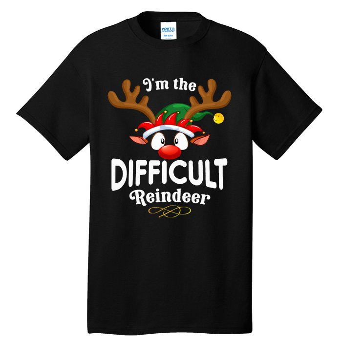 Christmas Pjs Difficult Xmas Reindeer Matching Tall T-Shirt