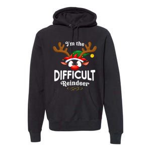 Christmas Pjs Difficult Xmas Reindeer Matching Premium Hoodie