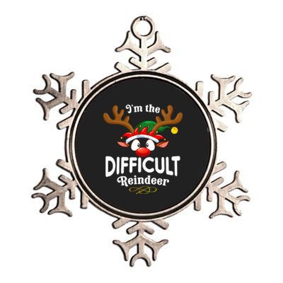 Christmas Pjs Difficult Xmas Reindeer Matching Metallic Star Ornament