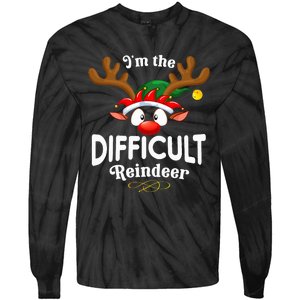 Christmas Pjs Difficult Xmas Reindeer Matching Tie-Dye Long Sleeve Shirt