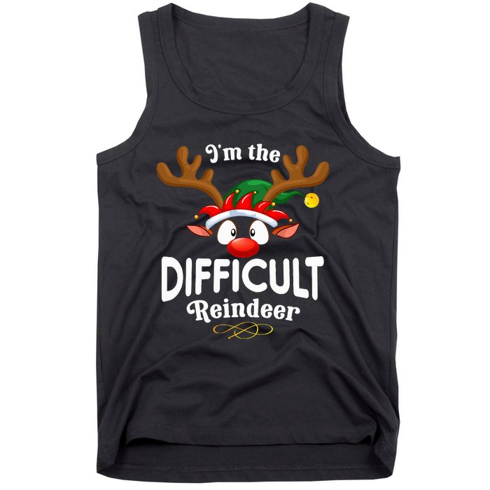 Christmas Pjs Difficult Xmas Reindeer Matching Tank Top