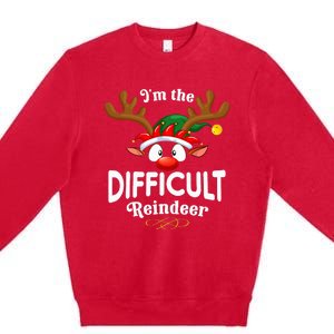 Christmas Pjs Difficult Xmas Reindeer Matching Premium Crewneck Sweatshirt