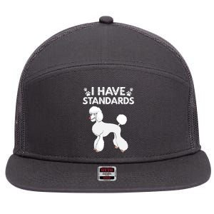 Cute Poodle Design For Men Women Standard Poodle Dog Lovers 7 Panel Mesh Trucker Snapback Hat