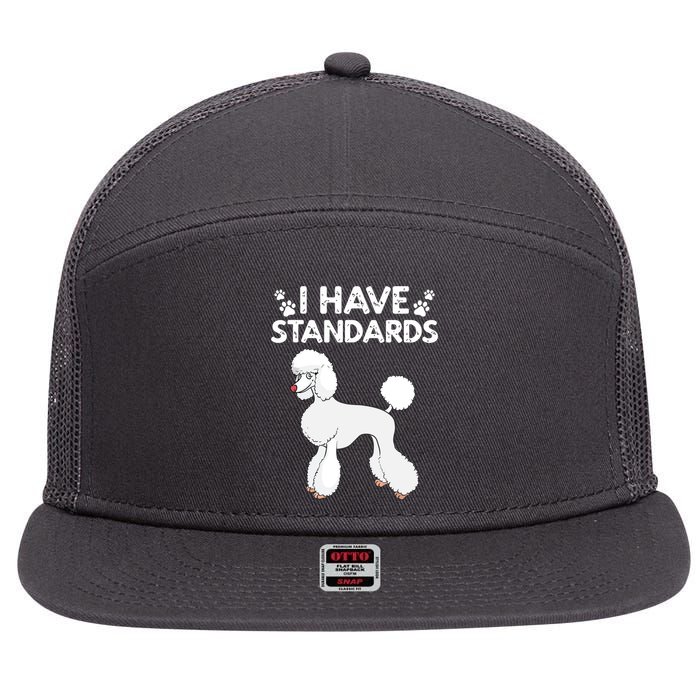 Cute Poodle Design For Men Women Standard Poodle Dog Lovers 7 Panel Mesh Trucker Snapback Hat