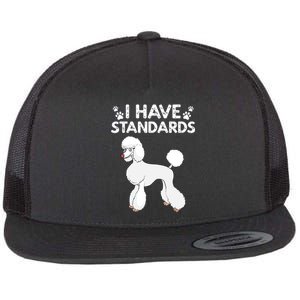 Cute Poodle Design For Men Women Standard Poodle Dog Lovers Flat Bill Trucker Hat