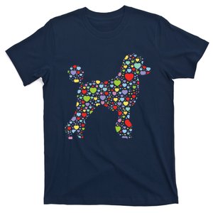 Cute Poodle Dog Hearts Silhouette Owner Gift T-Shirt