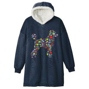 Cute Poodle Dog Hearts Silhouette Owner Gift Hooded Wearable Blanket