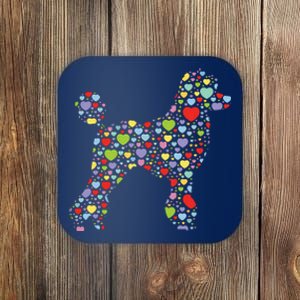 Cute Poodle Dog Hearts Silhouette Owner Gift Coaster